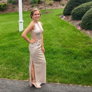 Gold sequin prom dress